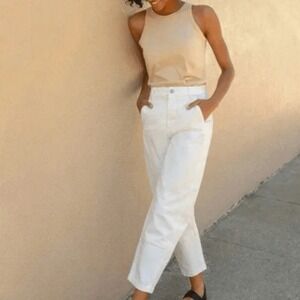 Everlane The Utility Barrel Jeans Bone White Pants Size 0
